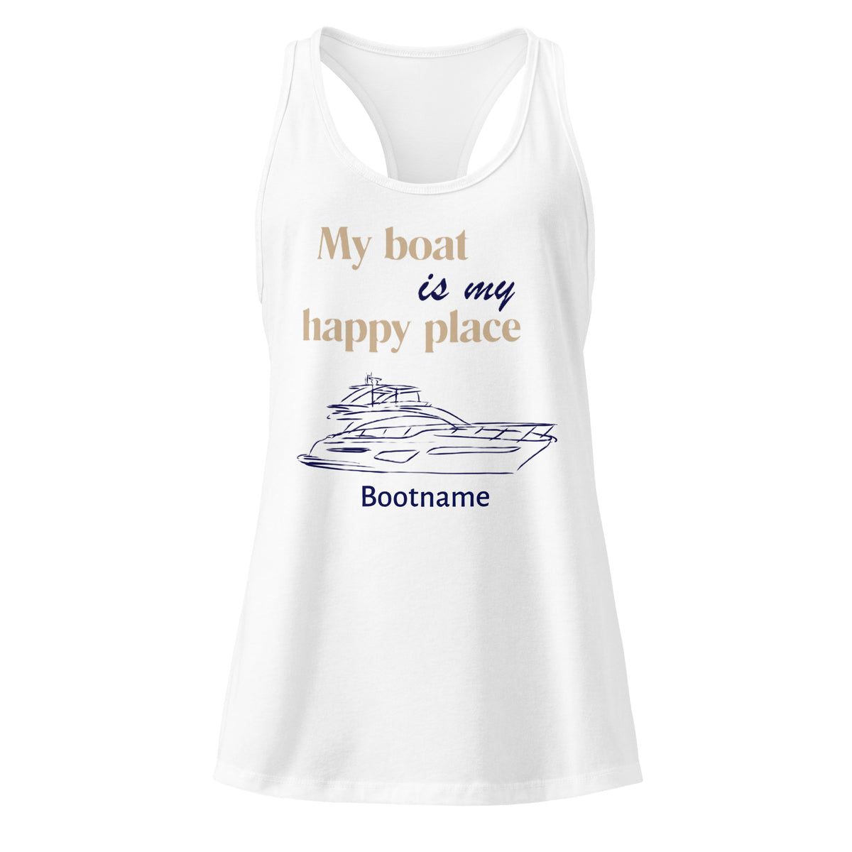 Personalisiertes Racerback-Tanktop Motoryacht-Motiv Damen | Maritimes Top mit Bootsname