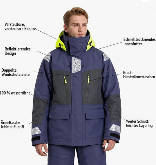 Segelanzug Ölzeug atmungsaktiv | Wasserdichte Segelbekleidung Damen & Herren