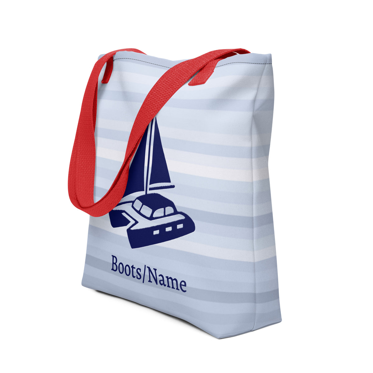 Maritime personalisierte Tasche mit  Katamaran-Motiv und Namen