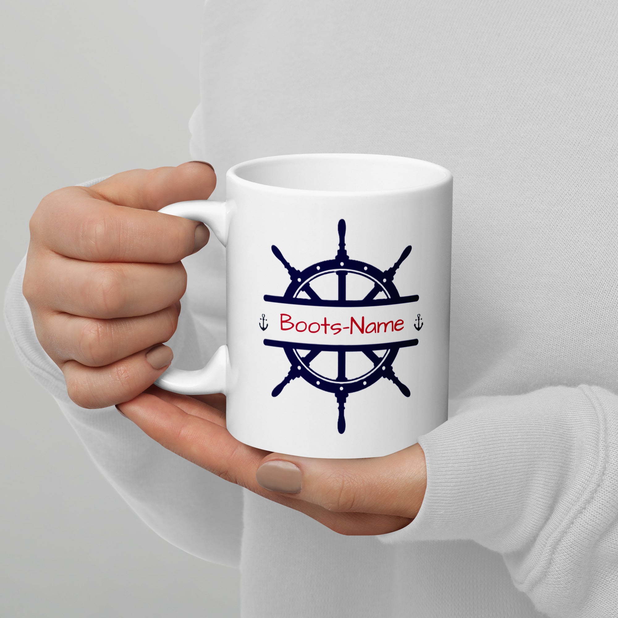 Tasse Steuerrad personalisiert – Maritimes Geschenk für Segler