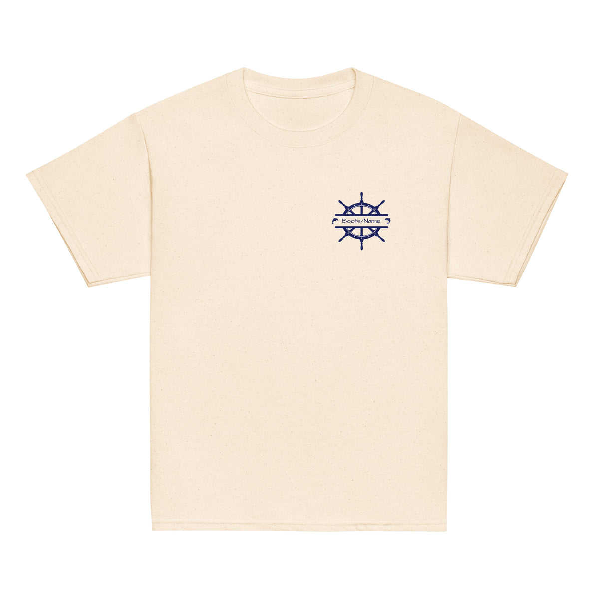 Maritimes personalisiertes Crew T-Shirt Steuerrad-Motiv und Namen,Kids/Teens