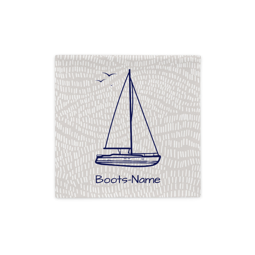 Kissenbezug Segelboot personalisiert mit Bootsname – Segler-Geschenk