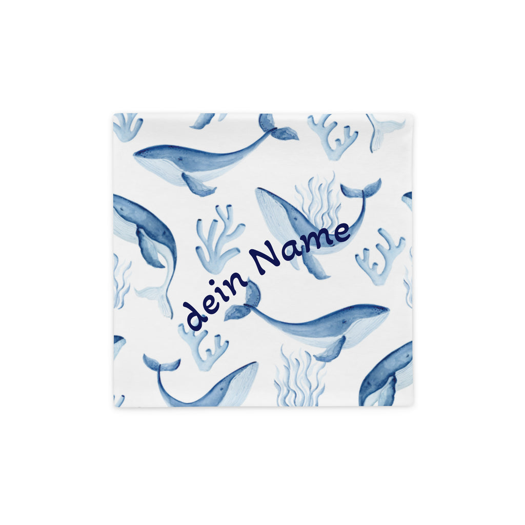 Personalisierter Kissenbezug mit Wal-Motiv & Kindername. Perfektes Geschenk für kleine Segler! 