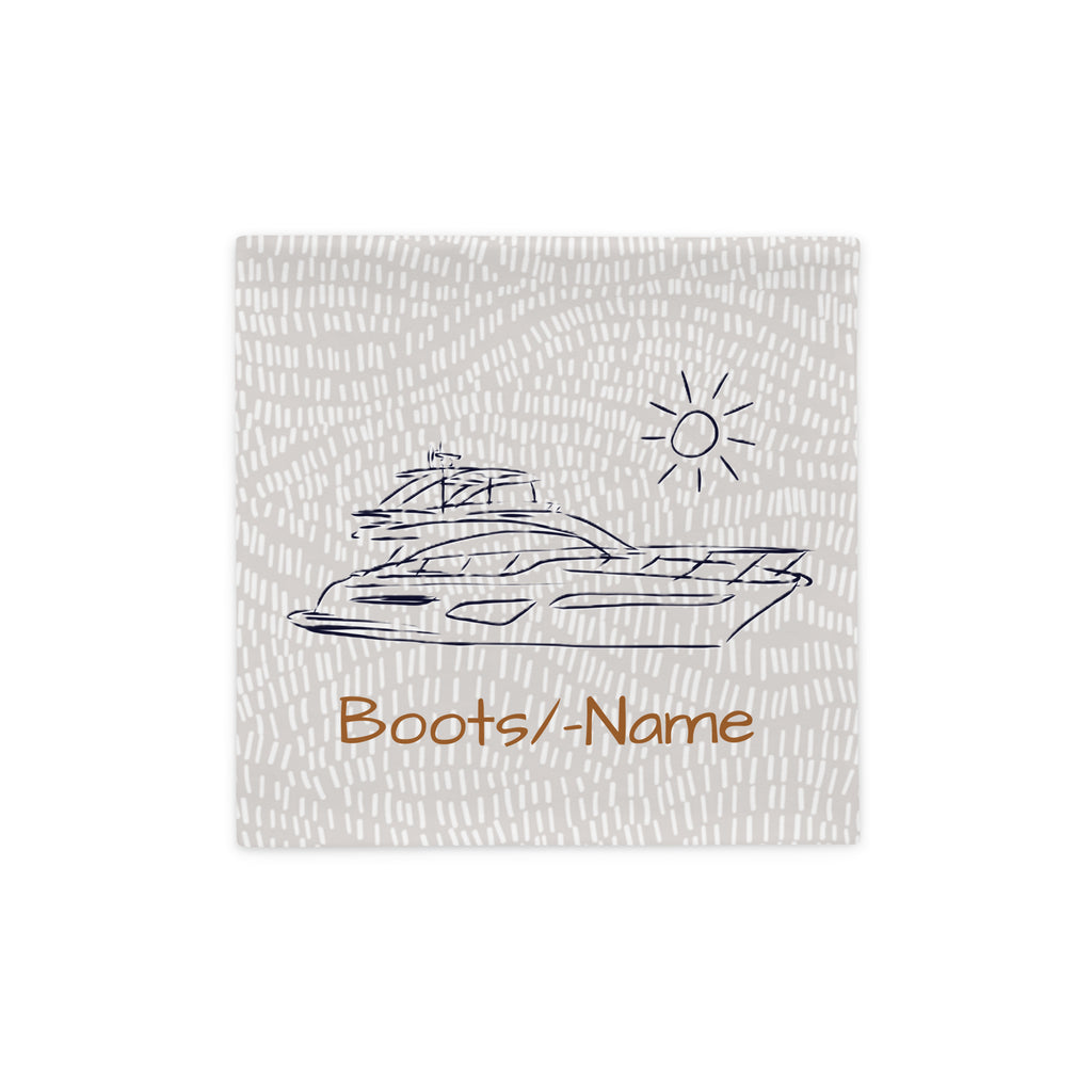 Kissenbezug Motoryacht personalisiert mit Bootsname – Segler-Geschenk  mit Bootsnamen