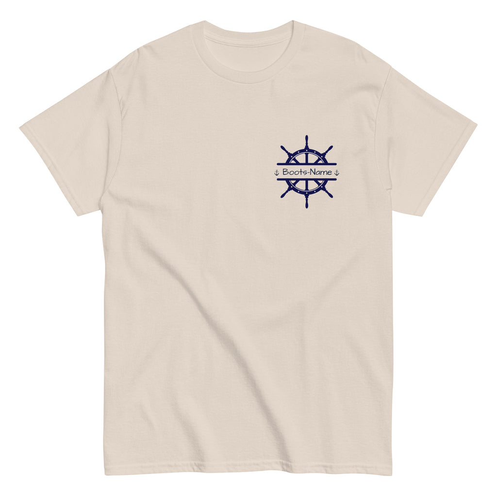 Maritimes personalisiertes Crew-Shirt mit Steuerrad-Motiv