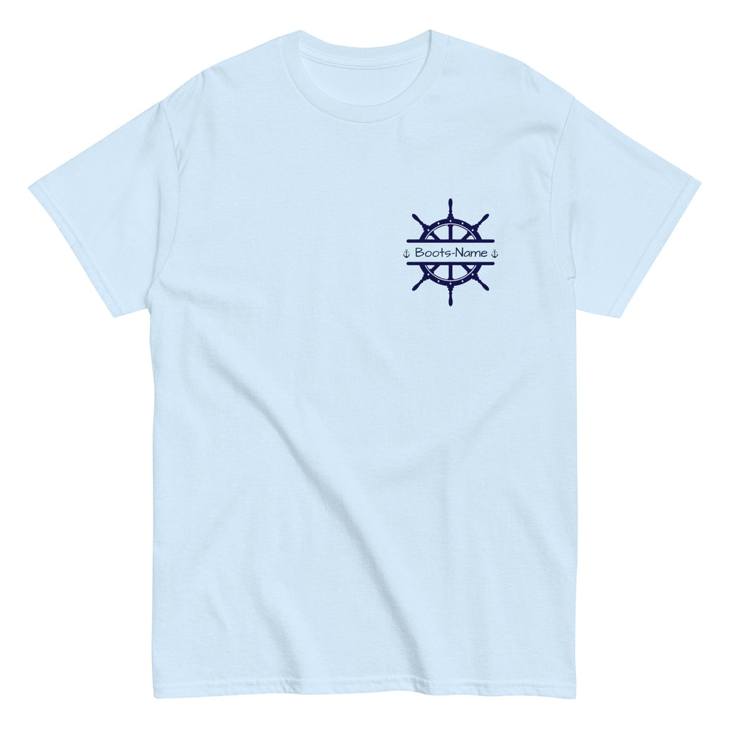 Maritimes personalisiertes Crew-Shirt mit Steuerrad-Motiv