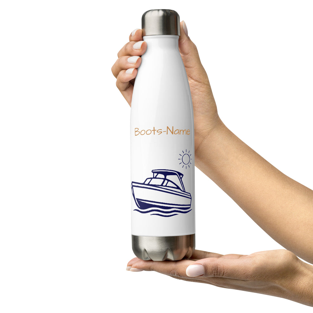 Personalisierte Edelstahl-Trinkflasche Motorboot | 500ml Thermoflasche für Segler