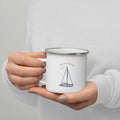Bruchsichere personalisierte Emaille-Tasse Segelboot-Motiv