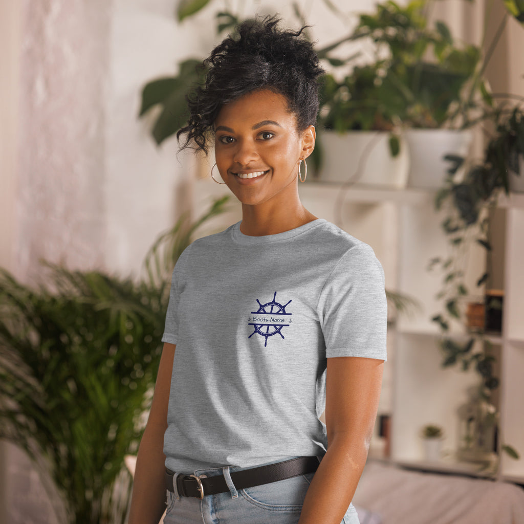 Personalisiertes Crew T-Shirt Steuerrad Damen mit Namen | MelMaris