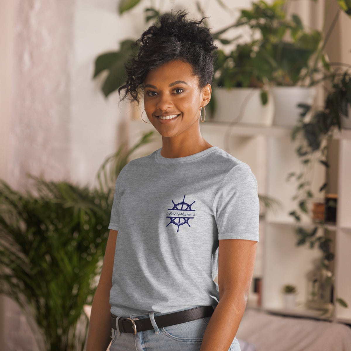 Personalisiertes Crew T-Shirt Steuerrad Damen mit Namen | MelMaris