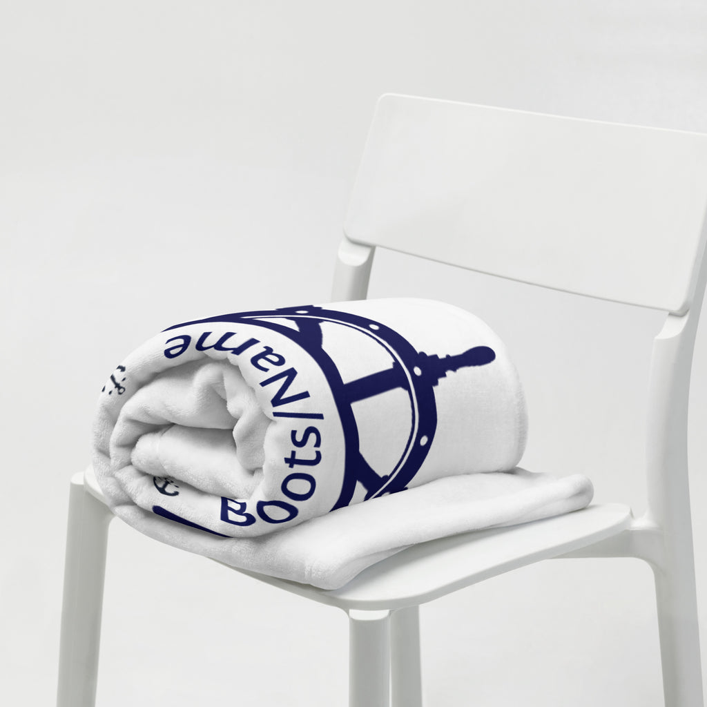 Maritime personalisierte Tagesdecke mit Steuerrad und Name
