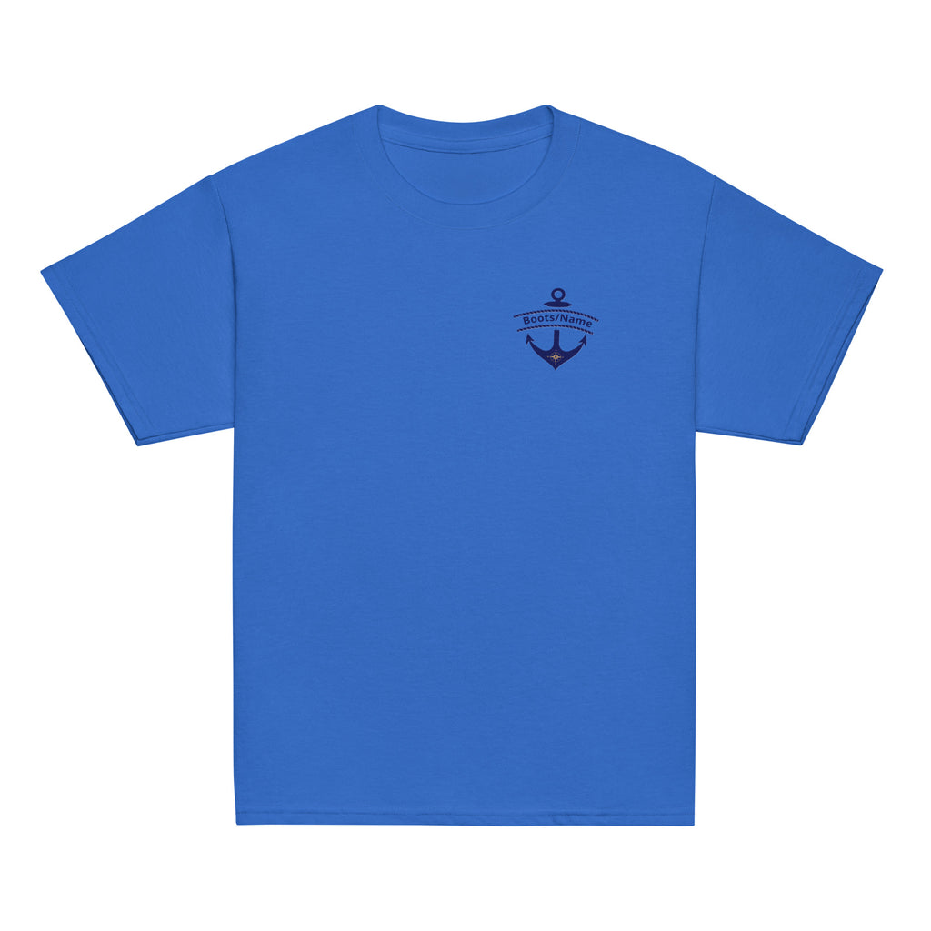 Maritimes personalisiertes Crew T-Shirt mit Anker-Motiv, Kids/ Teens