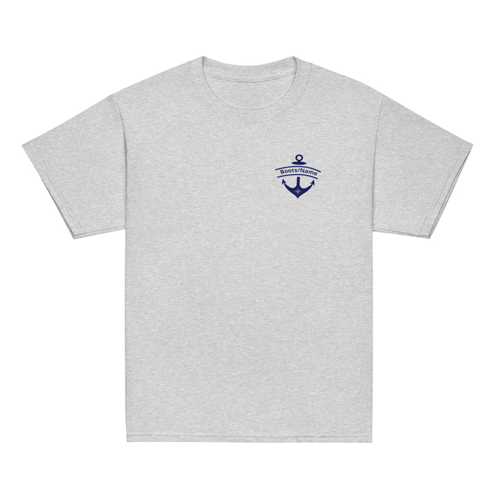 Maritimes personalisiertes Crew T-Shirt mit Anker-Motiv, Kids/ Teens