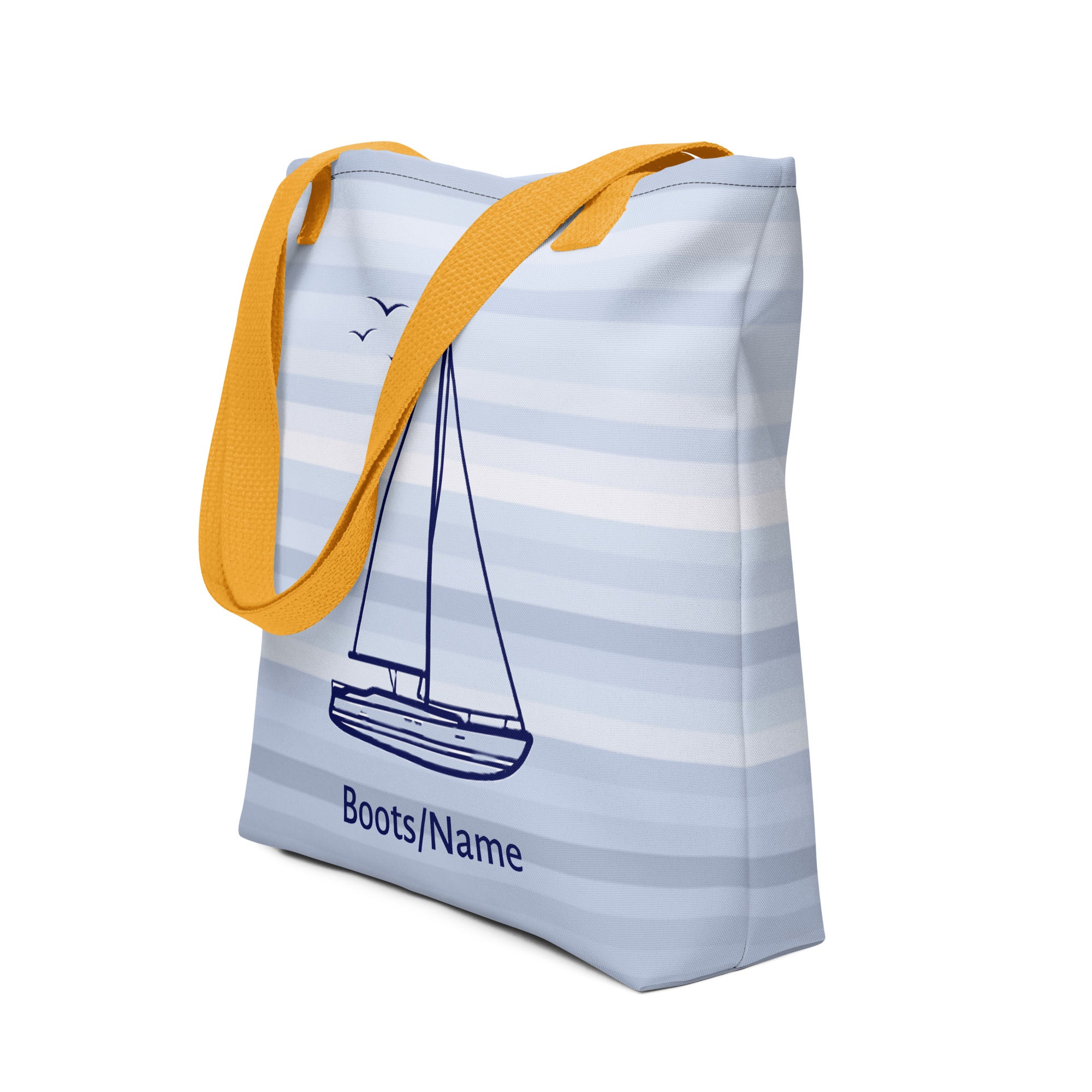 Maritime personalisierte Stofftasche mit Segelboot-Motiv