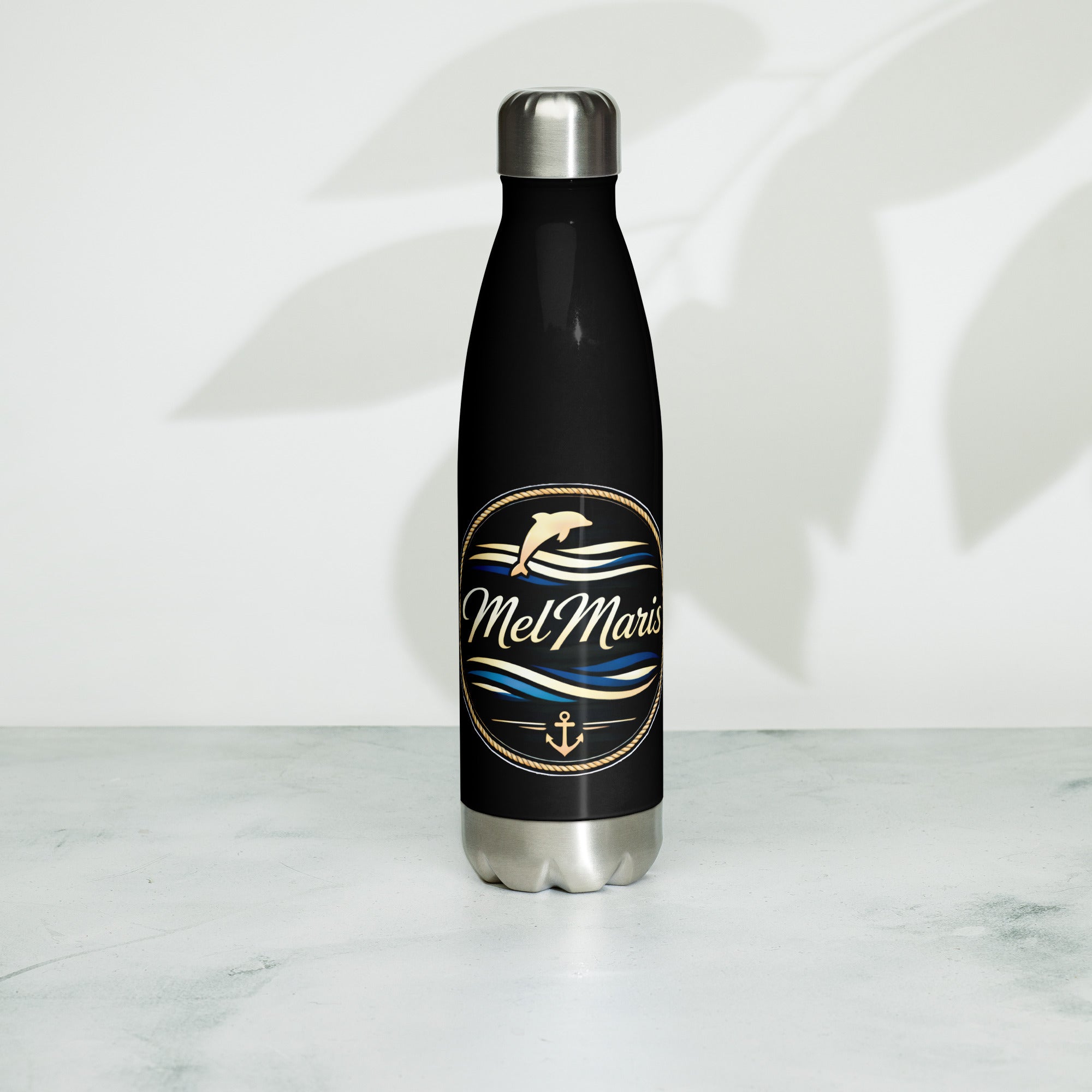 Edelstahl-Trinkflasche MelMaris-Logo | 500ml Thermoflasche maritim