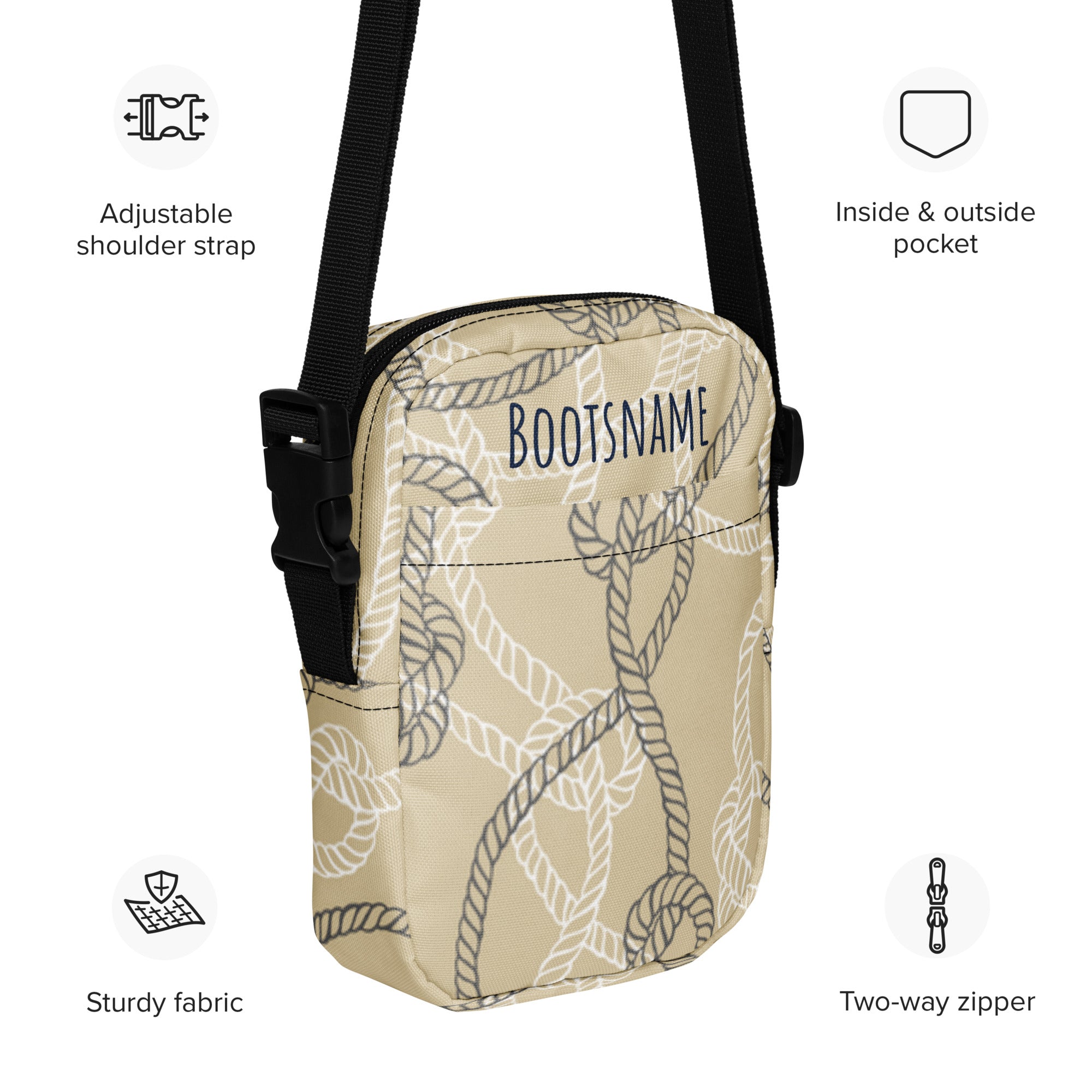 Maritime personalisierte Umhängetasche/ Crossbody-Bag mit Bootsnamen
